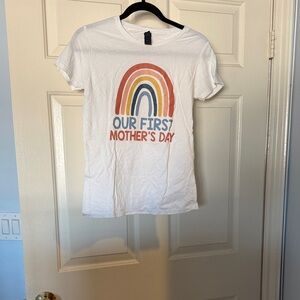 White Tee with Rainbow Graphic